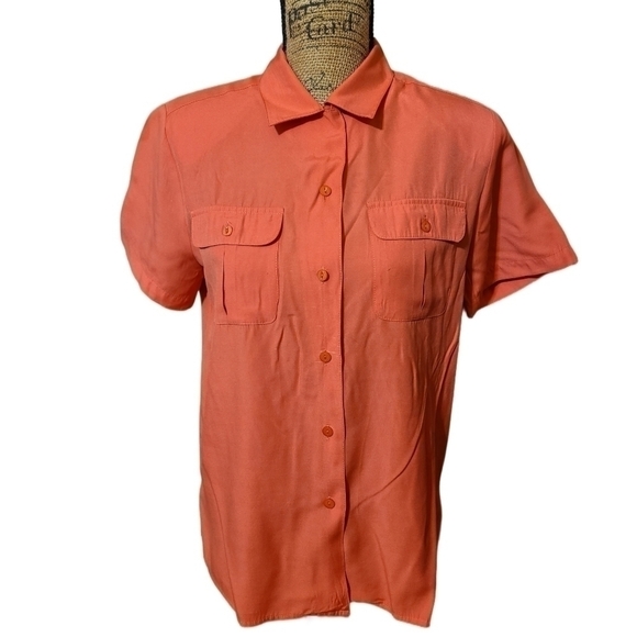 𝅺karen Scott | Pink Short Sleeve Button Down - Picture 1 of 3